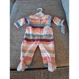 Baby Girl Clothes Nwot Carter's 3 Month‎ Striped Fleece Owl Footed Outfit